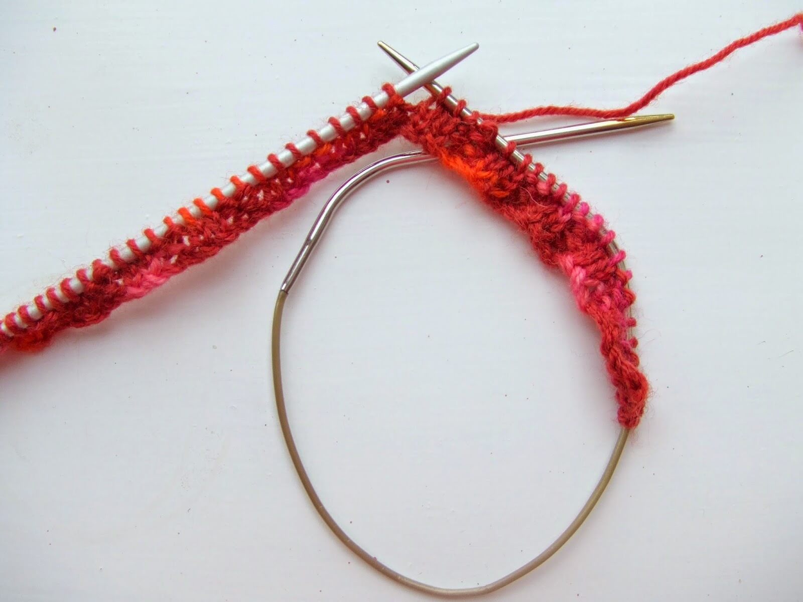Beginner sock knitting - basic 4ply sock - changing to circular needle