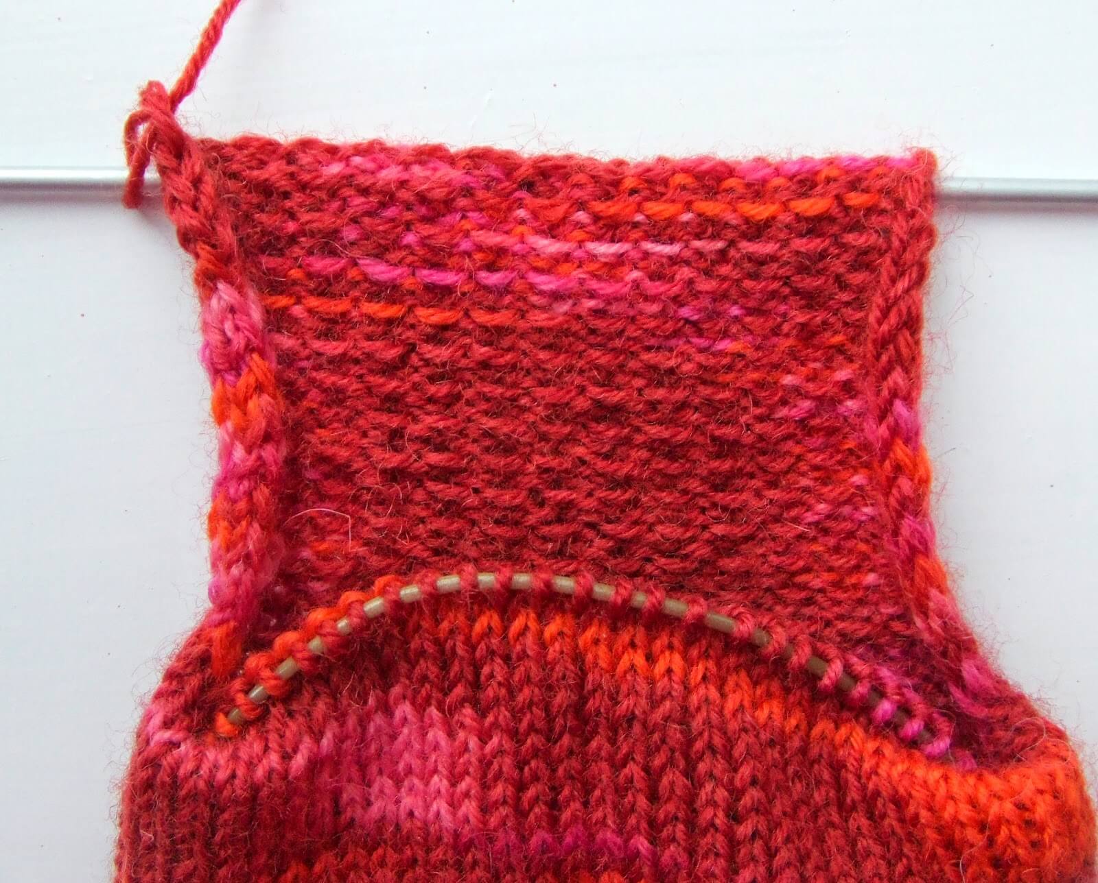 Beginner sock knitting - basic 4ply sock - heel flap inside