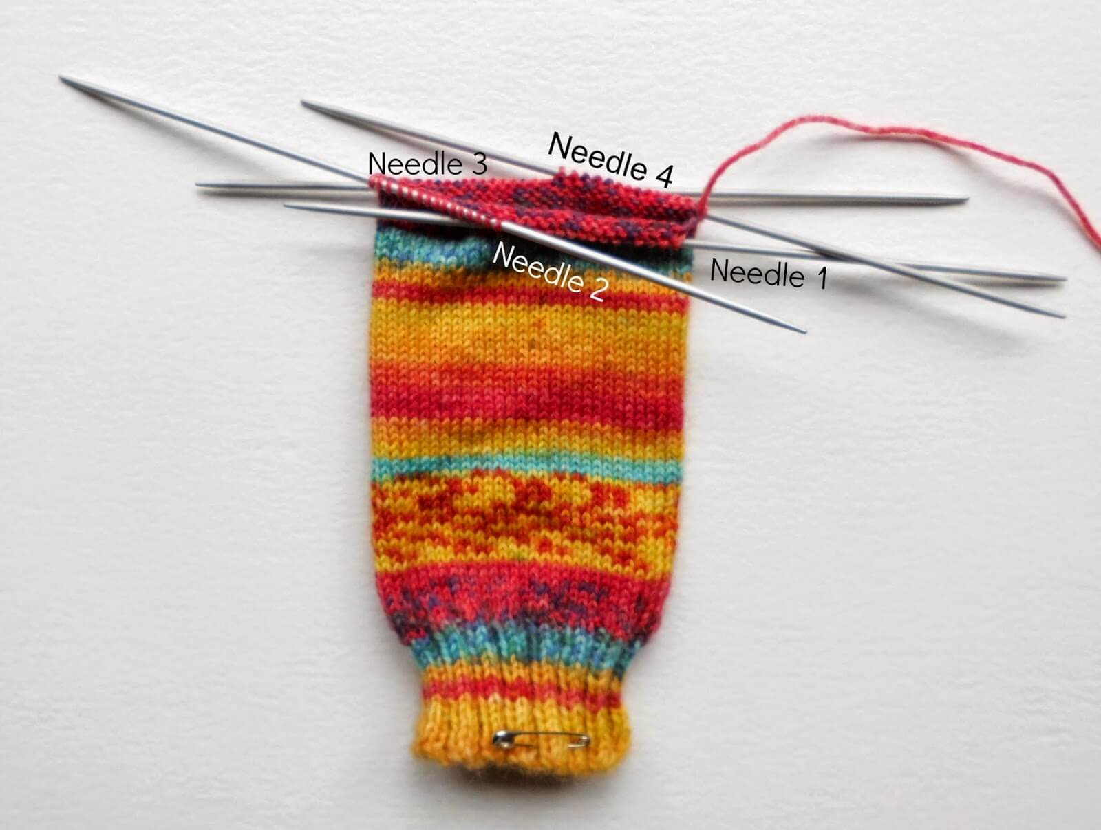 Beginner sock knitting - Winwick Mum Sockalong - leg section on DPNs