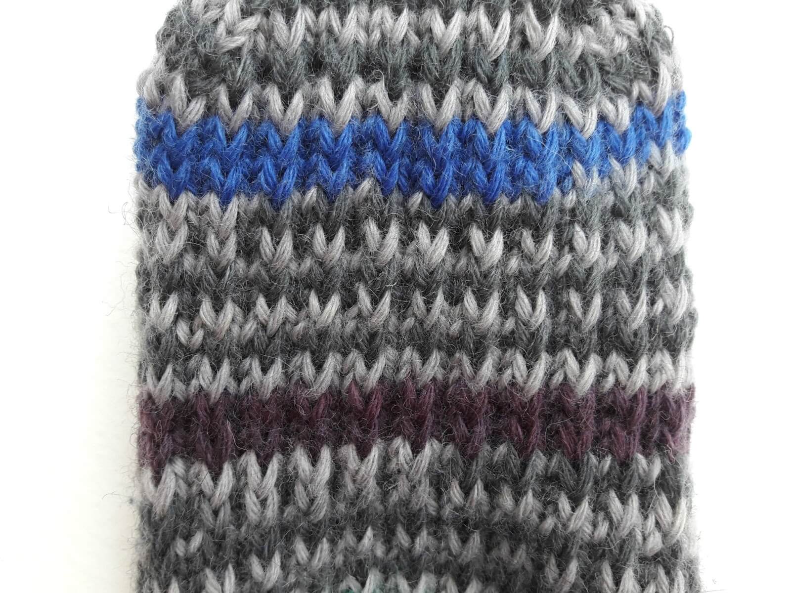 Reinforced heel and sole on hand knitted sock