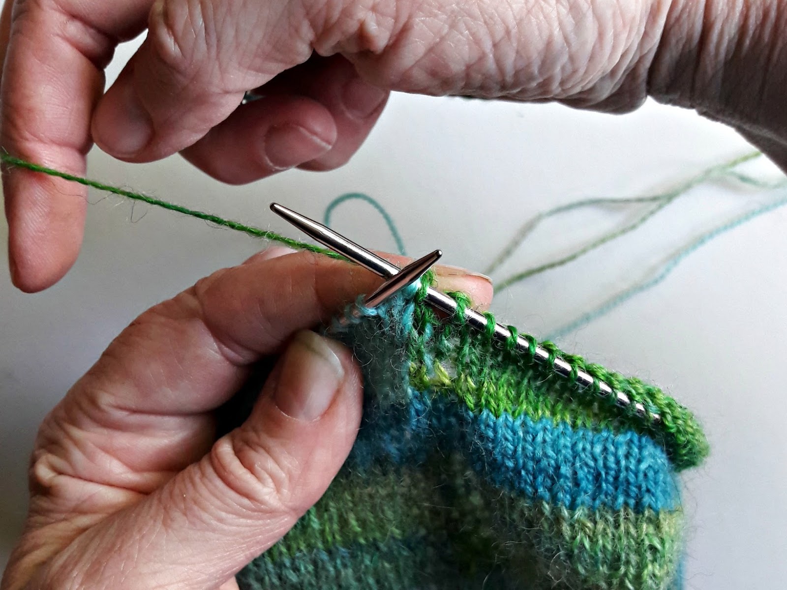 Winwick Mum Patchwork Socks - wrap and turn