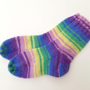I'd Rather be Knitting with Knitting Wool Printed White on Ladies PURPLE Socks 