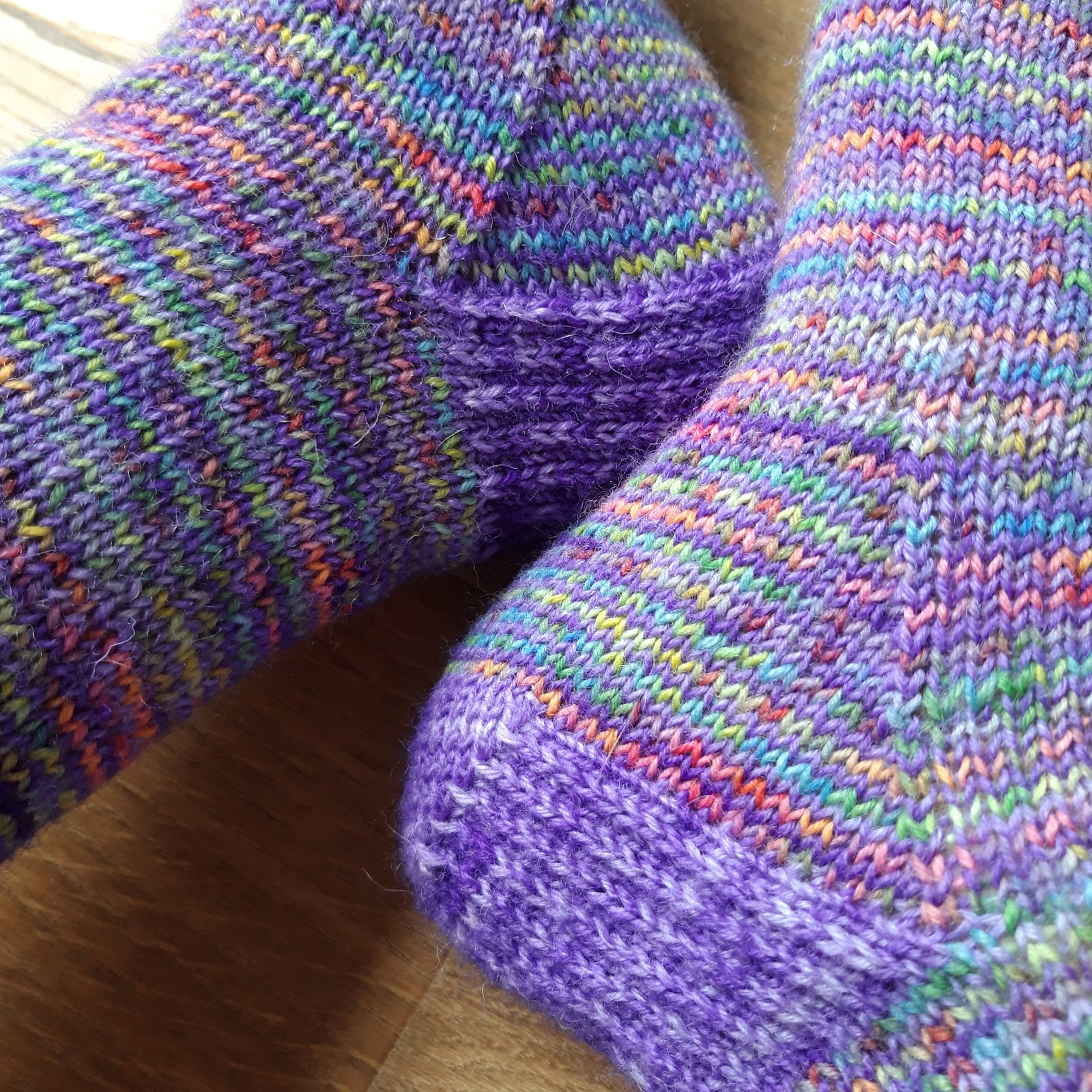 Close up of helical stripes on a pair of socks