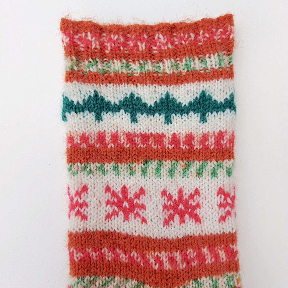 A close up of the motif stripes in Gretel socks