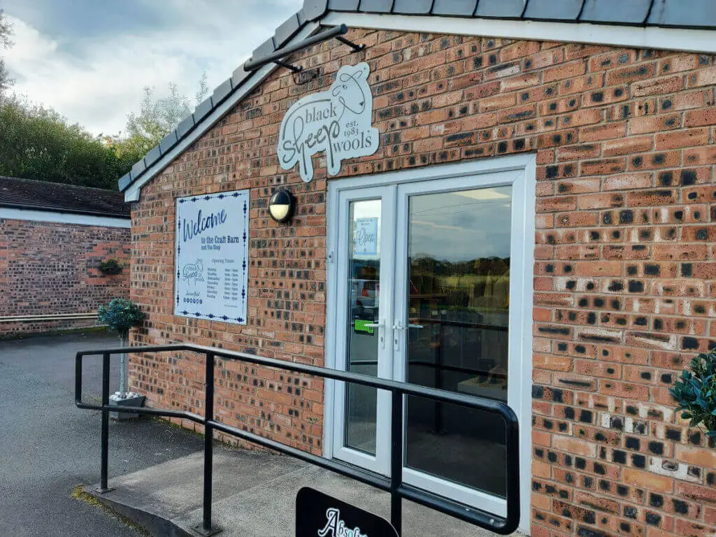 The front door of Black Sheep Wools in Culcheth