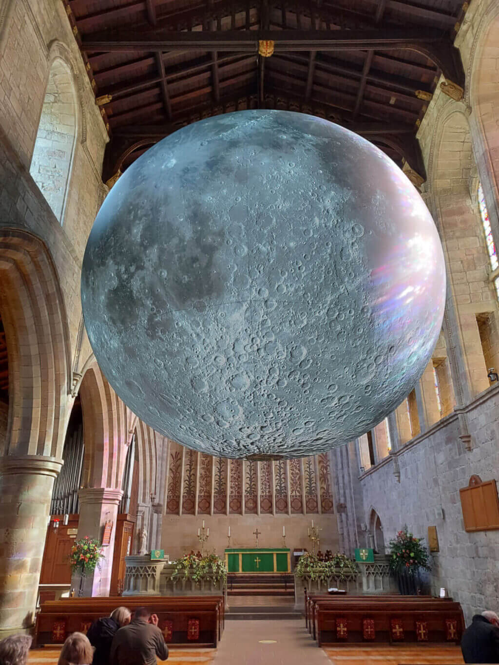The Luke Jerram Museum of the Moon installation at Bolton Abbey Priory Church