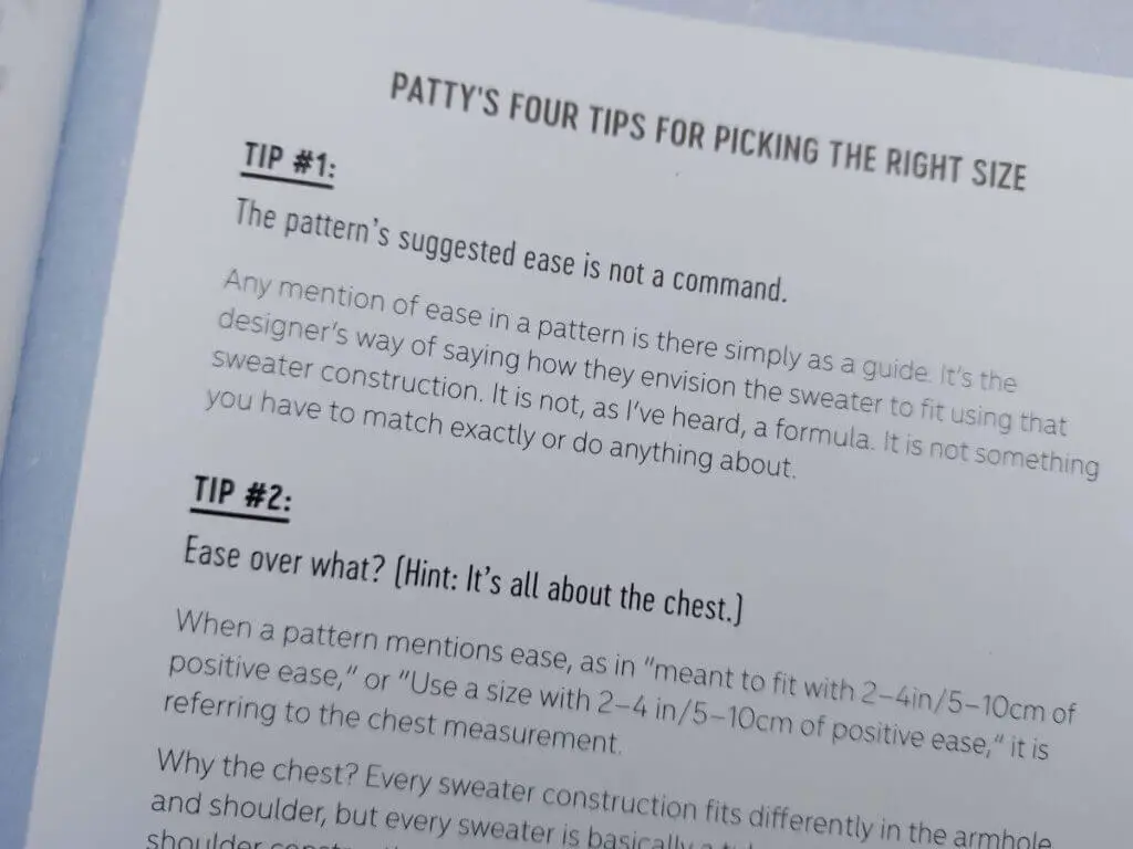 A page of text from a knitting book