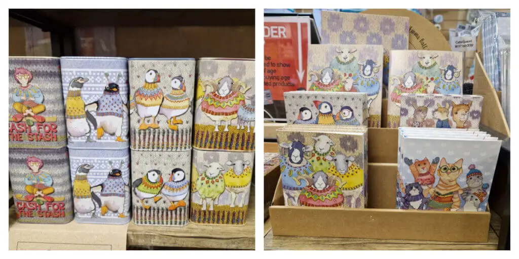 A close up of Emma Ball tins and cards