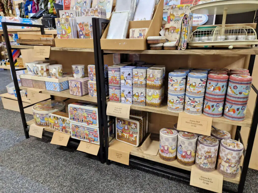 A large display of Emma Ball products