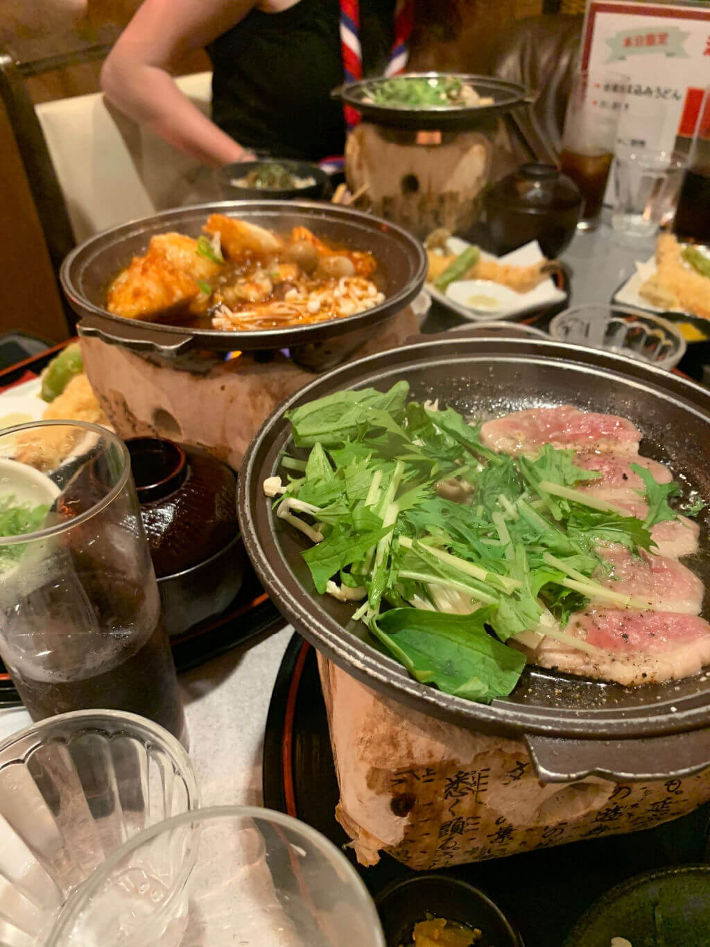 Plates of food on a restaurant table