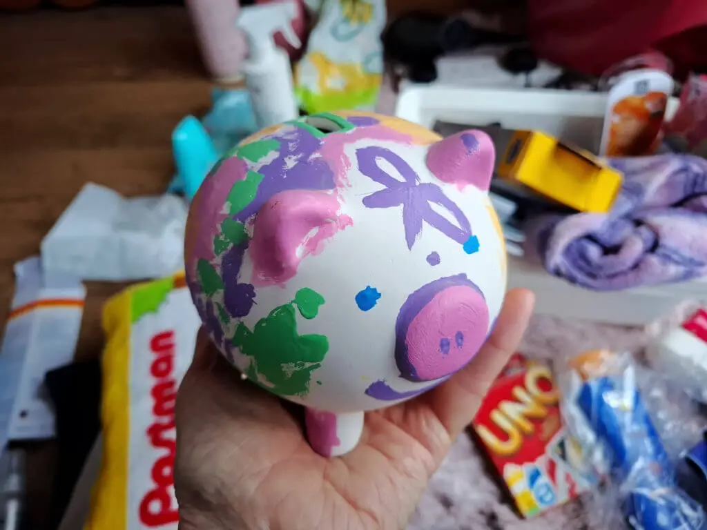 A painted money box pig