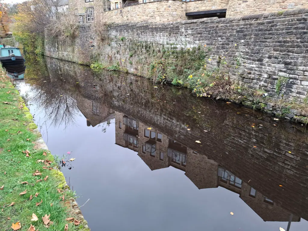 Reflections of buildings in a canal